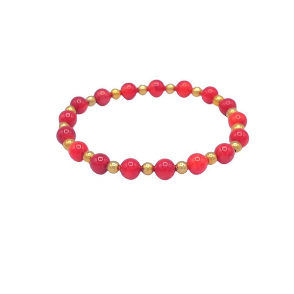 Genuine Red Bamboo Coral Healing beaded bracelet
